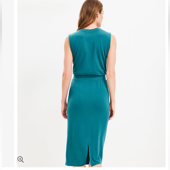 Lou & Grey Signature Soft Cinch Waist Midi Dress Dragonfly Sz M - Picture 2 of 10